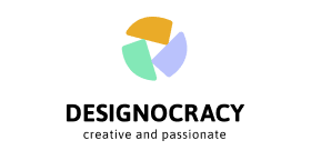 The logo for designocracy creative and passionate.