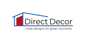 Direct decor logo on a green background.