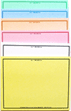 A stack of colored envelopes with a white background.